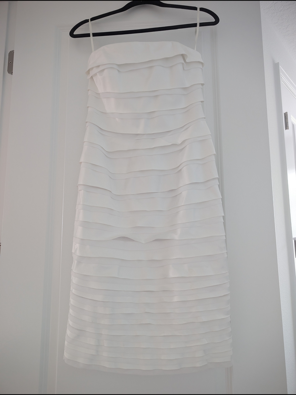 Strapless White Tiered Ruffle Dress